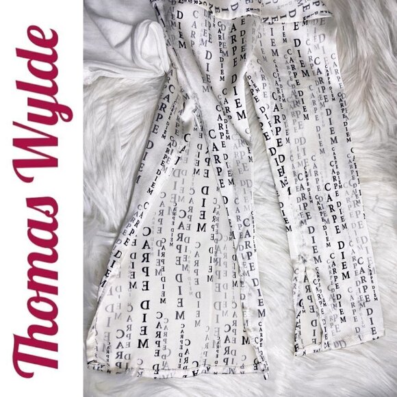 THOMAS WYLDE Carpe Diem Graphic Bateau Neckline Long Sleeve White Mini Dress, S - Picture 12 of 15